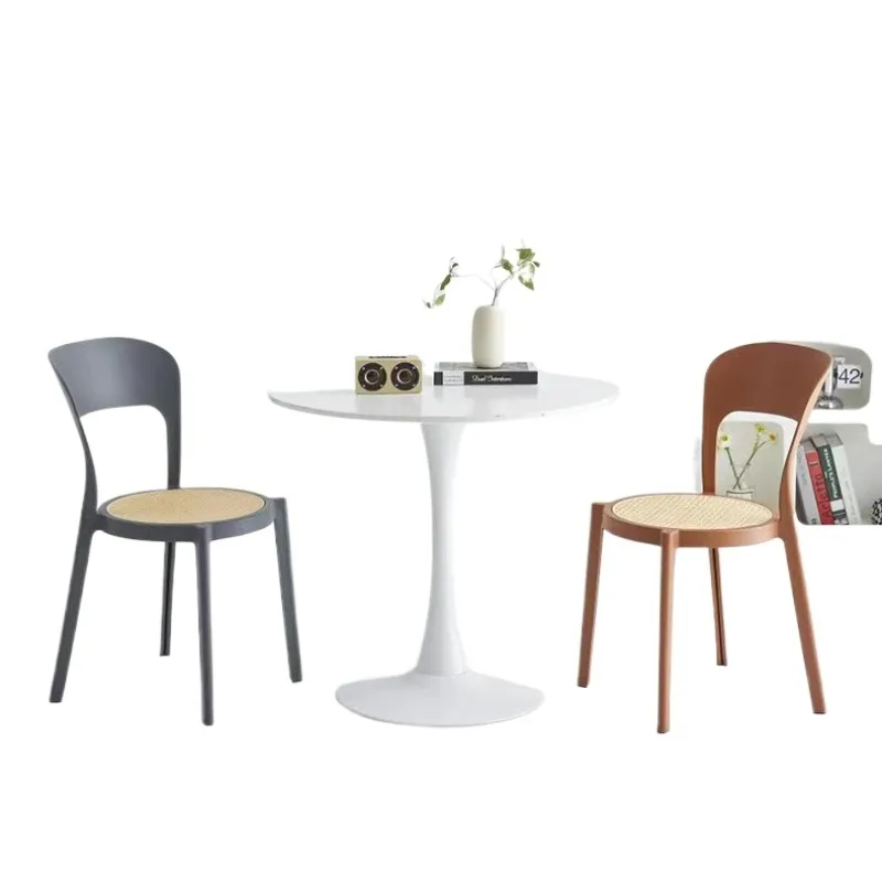 

Plastic Home Dining Chair Rattan Restaurant Modern Simple Fashion Creative Backrest Stool Nordic Chair