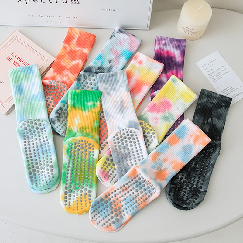 Women Female Pilates Yoga Yoga Socks Tie Dye Grip Socks Sport Yoga Socks Anti Slip Pilates