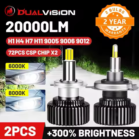 Dualvision H7 H1 H11 360 Led Headlight 9005 9006 6000K H4 LED Hir2 9012 Car Lamp 20000LM H8 H9 8000K HB3 HB4 Fog Bulbs CSP 4300K