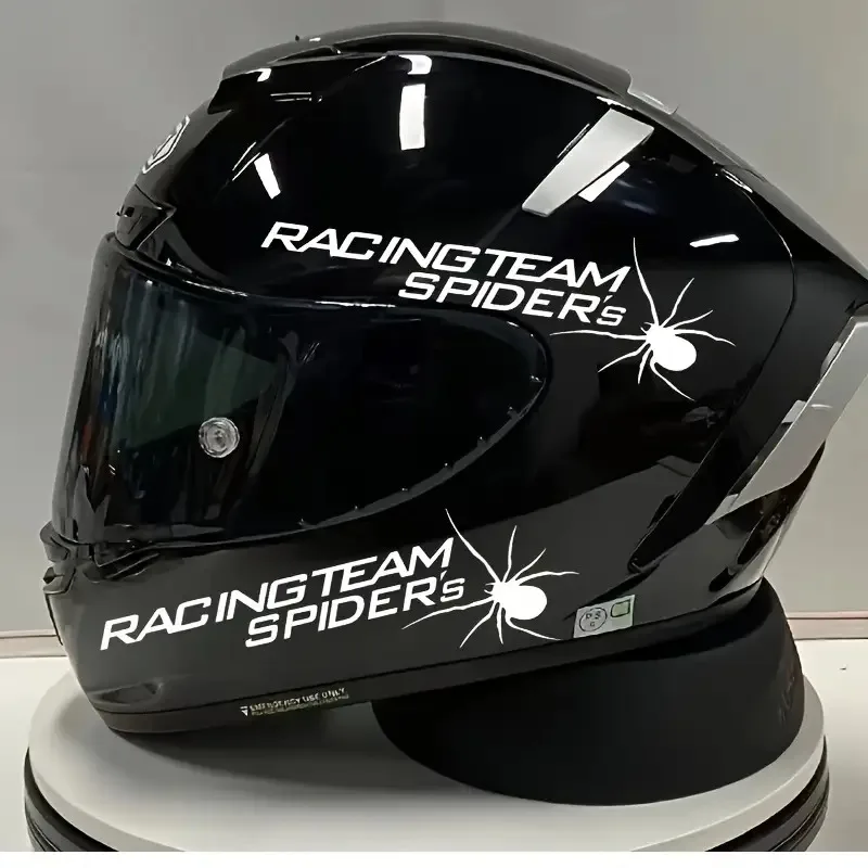 2D Flat Spider Racing Team Decals, Waterproof PVC Stickers for Helmet & Car Mirror