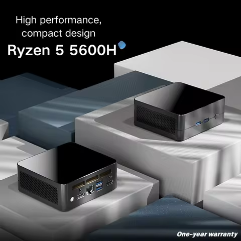 SZBOX Ryzen 5 5600H MINI PC Windows 11 Pro 32GB 2TB DDR4 3200GHz NVMe PCIE 3.0 SSD WIFI6 BT5.3 Desktop Gaming Computer