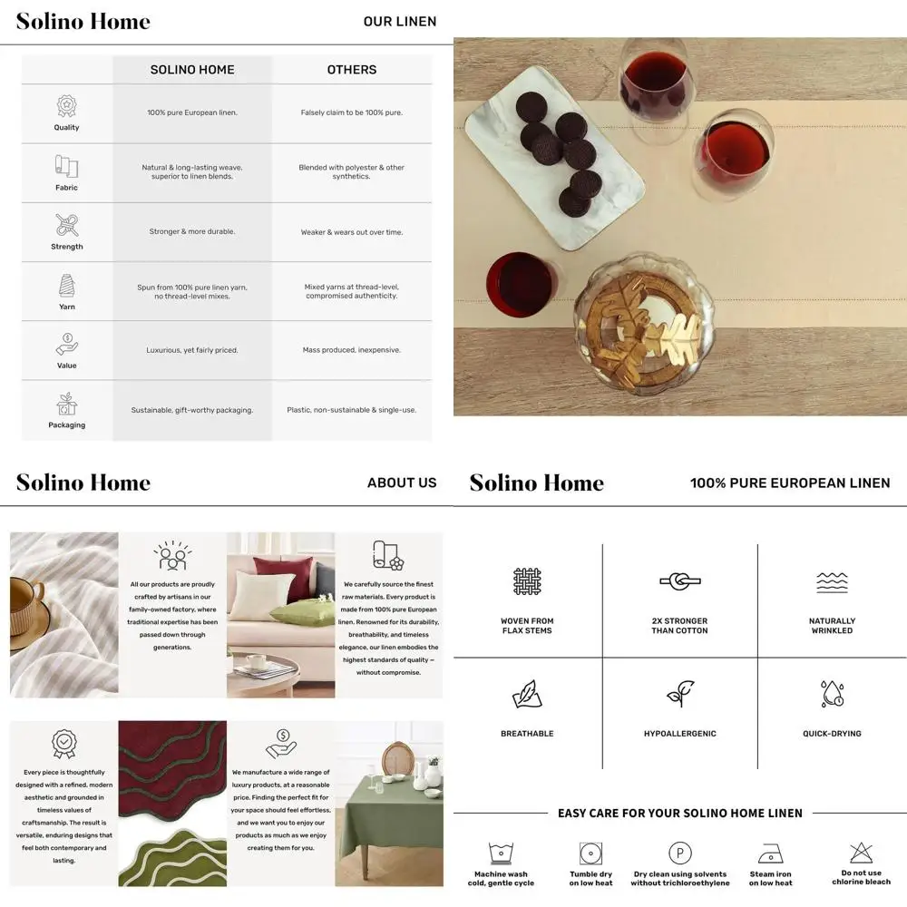 

Pure Linen 16x90 Hemstitch Table Runner - 100% Linen, 90 Long, Perfect for Fall, Thanksgiving, Christmas Dining