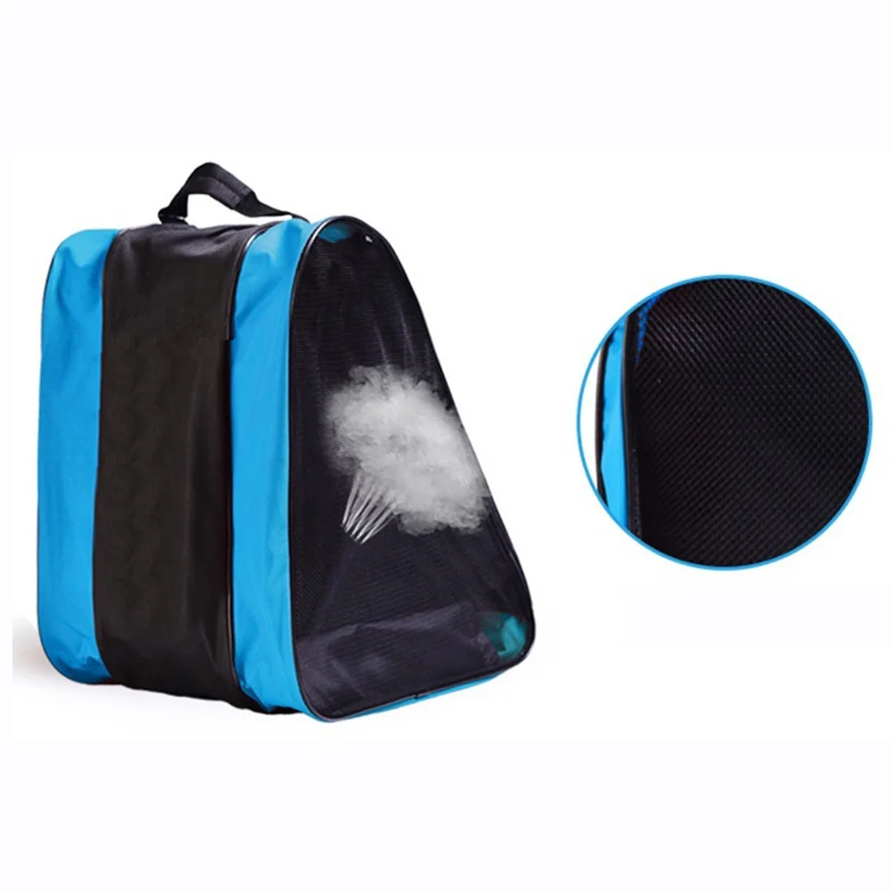 حزام تزلج أزرق مقاوم للماء من النايلون قابل للتعديل لتخزين أحذية التزلج ثلاثة جيوب منفصلة تصميم شبكي #2