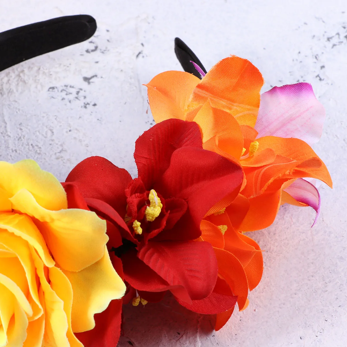 

Повязка на голову с цветочным принтом, головной убор с короной, повязка на голову в богемном стиле, неувядающая, реалистичная, яркая, для свадебной вечеринки, для путешествий, пляжного наряда, аксессуары