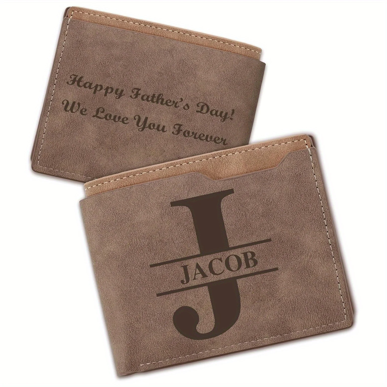 Custom Wallets for Men Customized Leather Wallet with Name & Text Personalized Fathers Day Wallets Gifts From Wife Daughter Son