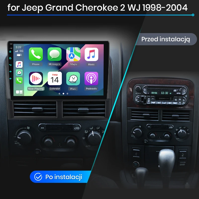 Estéreo Inalámbrico para Auto Junsun con CarPlay y Android para Jeep Grand Cherokee II WJ 1998 1999-2004, Navegación GPS, 8 Núcleos, DSP, RDS, Bluetooth
