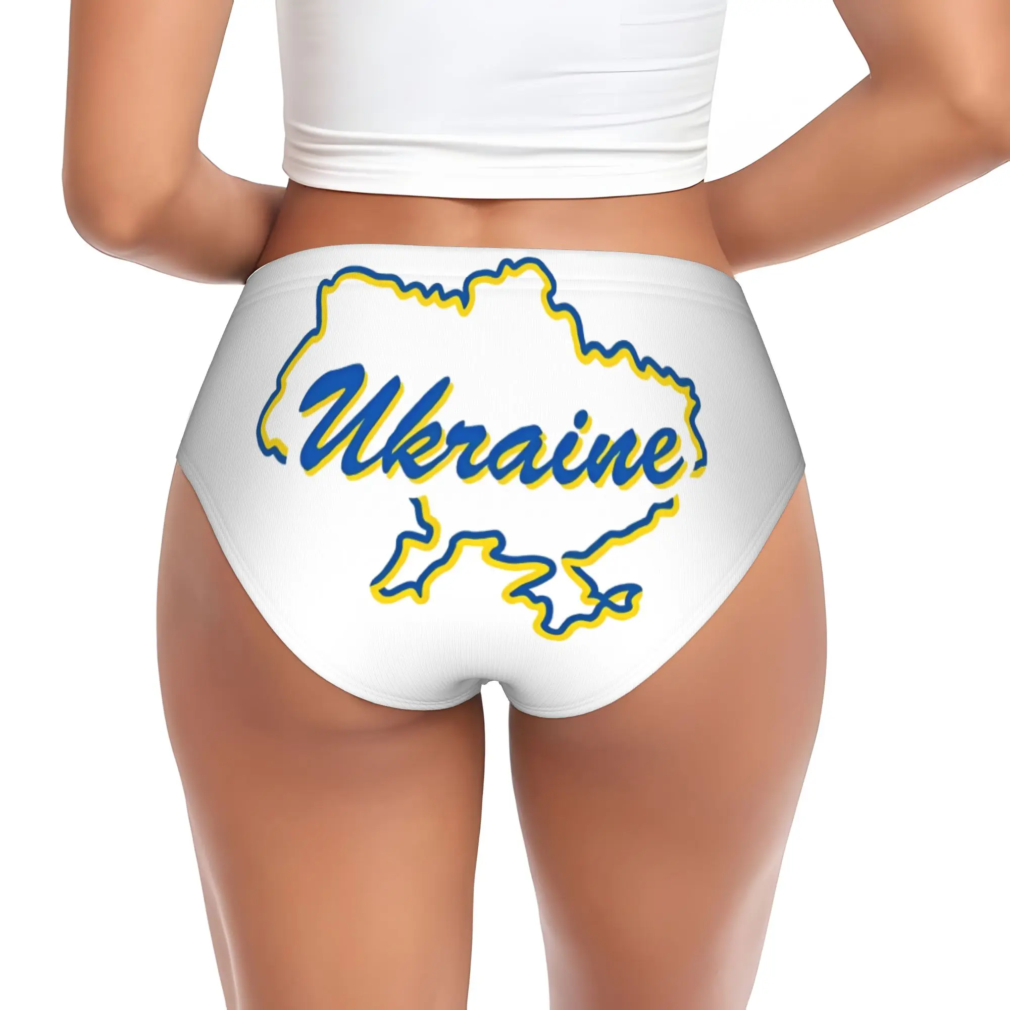 Custom Ukraine Flag Briefs Underwear Women Breathable Stretch  Panties