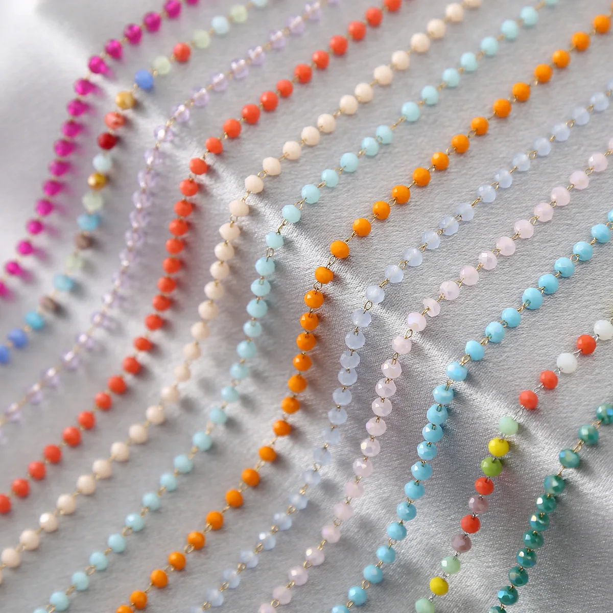 

3Meters Stainless Steel Gold Crystal Beads Necklace Charm Chains for DIY Jewelry Making Components Crafts Accessories