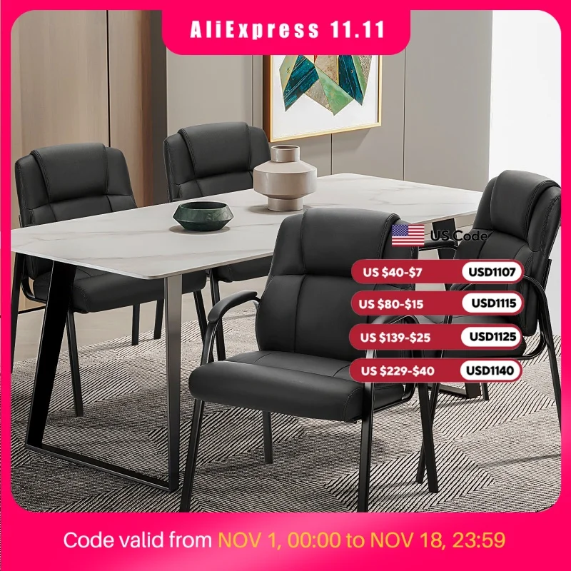 JHK Leather Waiting Room Chairs No Wheels,Guest Chair with Padded Arm Office Guest Chair Conference Room Lobby Table