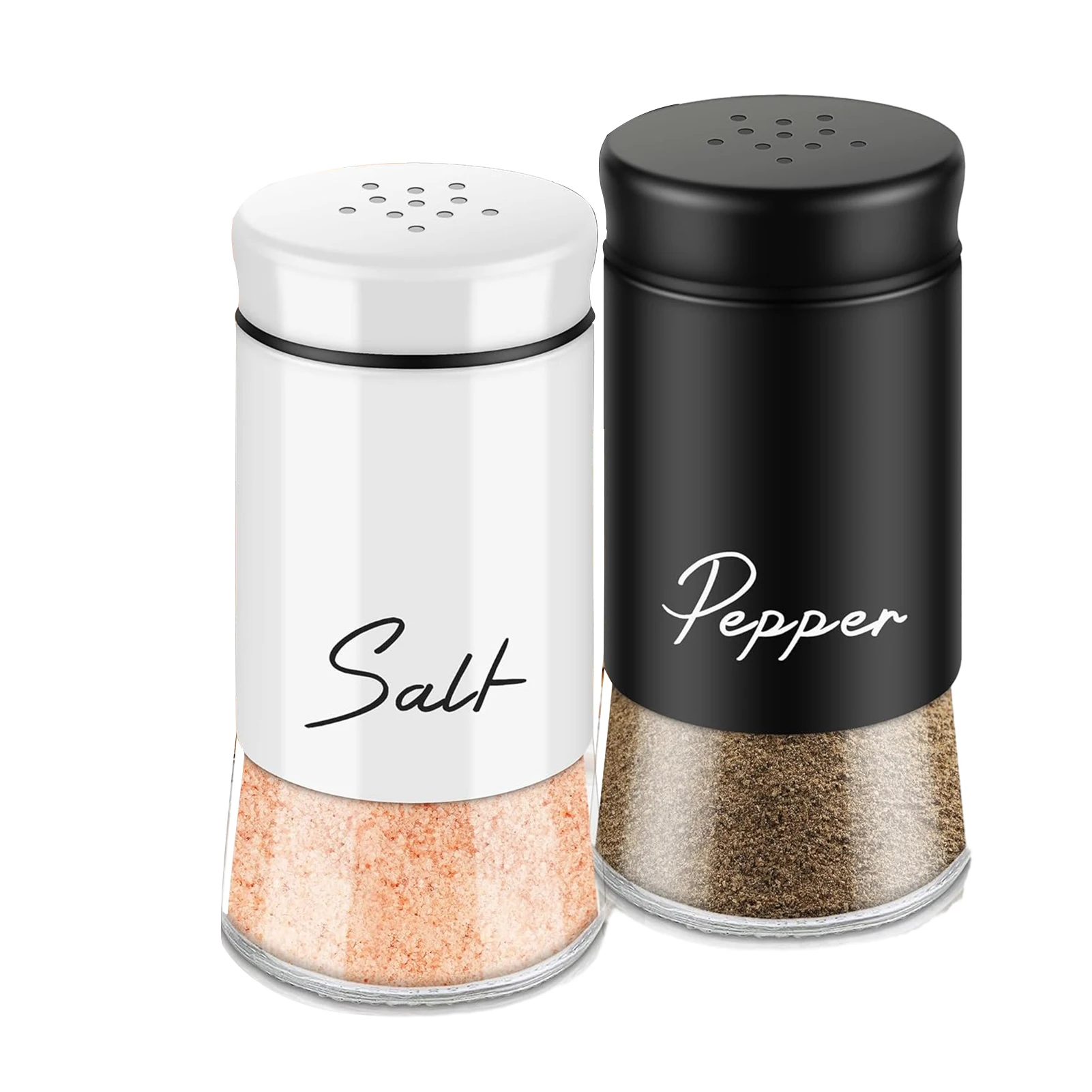 2pcs Salt Pepper Glass Shakers Set Stainless Steel Seasoning Bottle Multipurpose Condiments Salt Spice Jar Kitchen Accessories