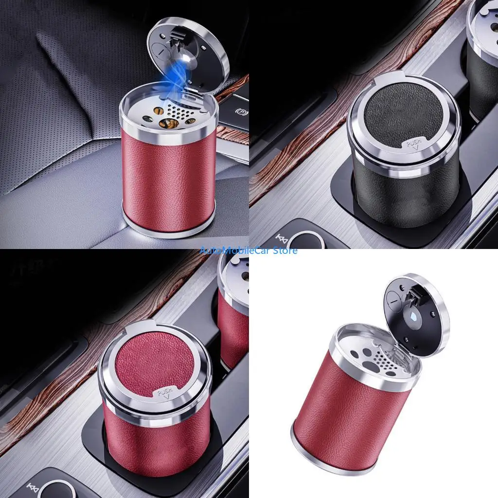 G8TE Auto Illuminated Innovative LED Equipped Car Ashtray Feature Leakproof Lid And Pocket Design For Nighttime Convenience