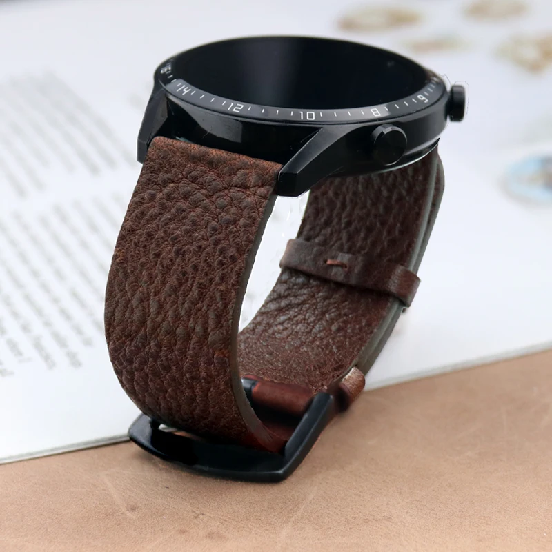 Italian Calfskinl 22mm Watch Strap Leather Band for Huawei Watch GT 2/3 46mm GT2/GT3 Pro Bracelet for Samsung Galaxy Watch 46