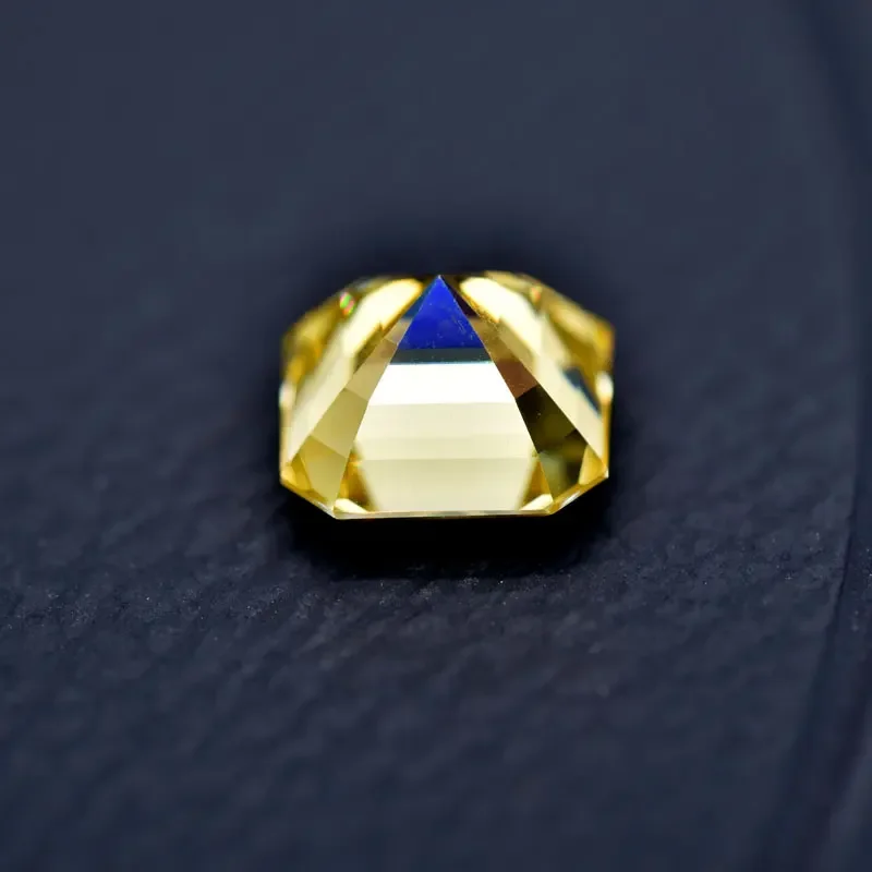 Moissanite VVS1 Square Shape Asscher Cut Lemon Yellow Color Certificate Artificial Gemstone