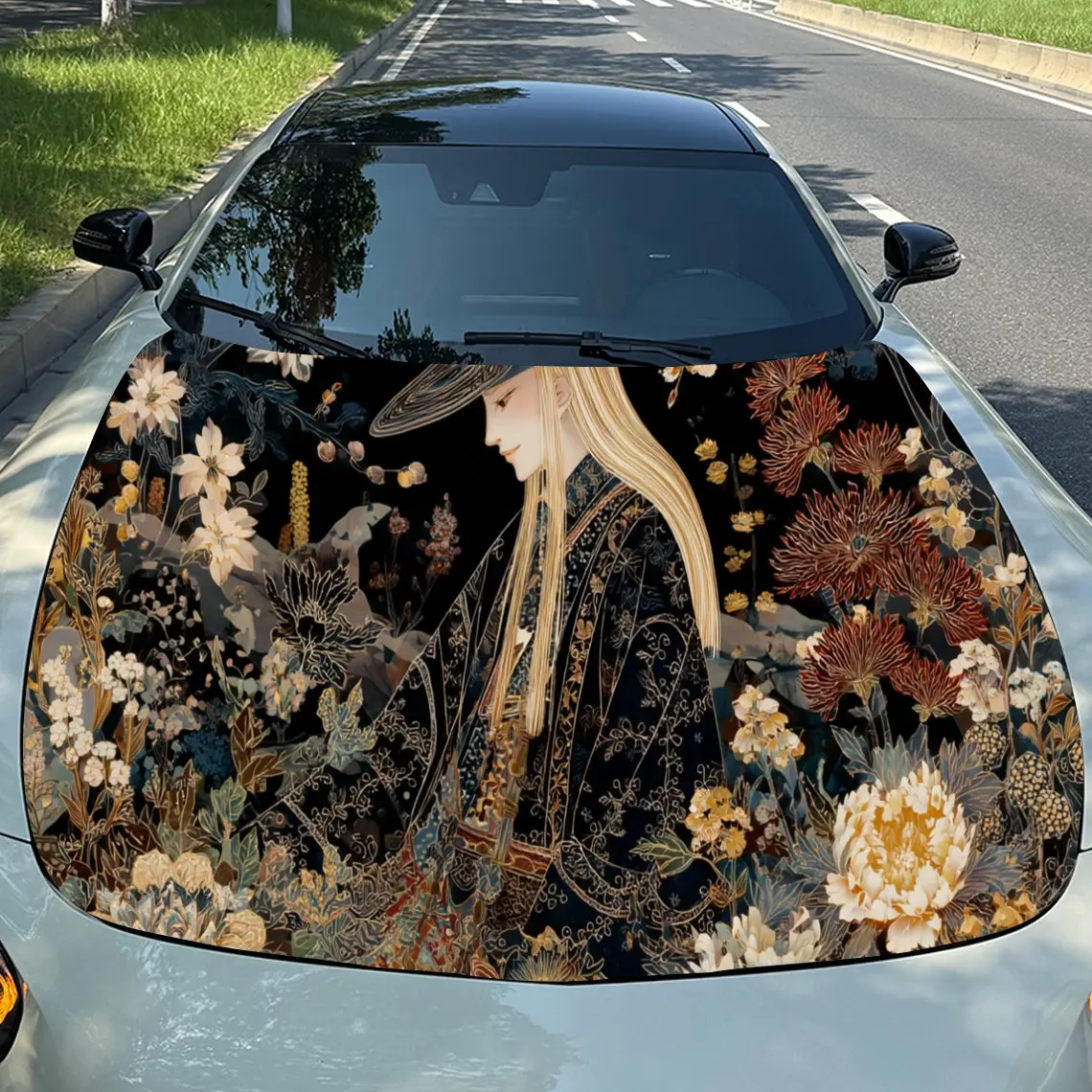 Gorgeous Forest Elements Car Hood  Stickers - Self-Adhesive, Waterproof and Durable Vinyl Wrap, Decorate And Protect Your Car, F