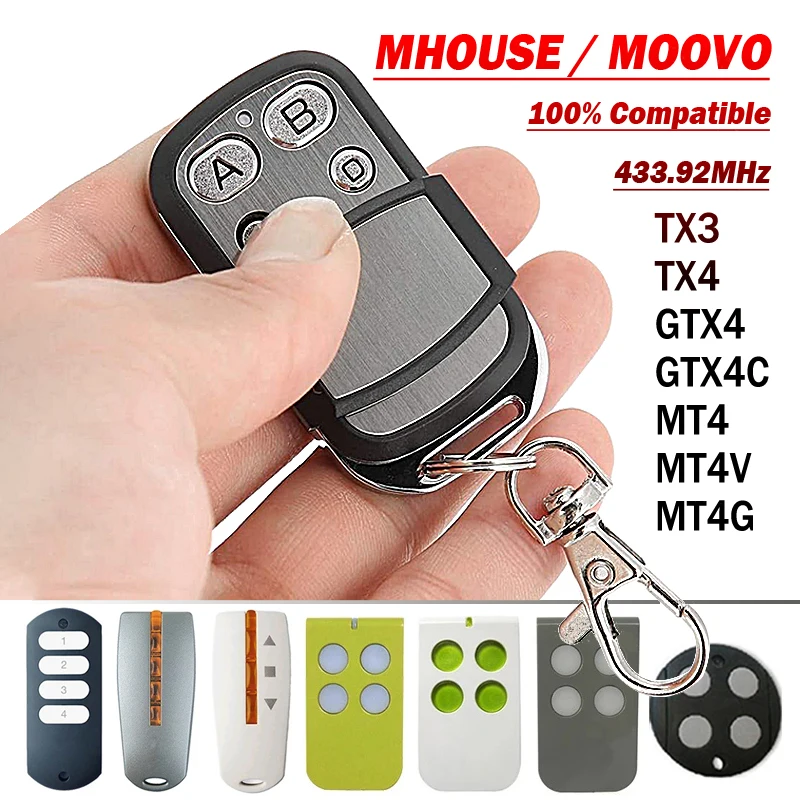 MHOUSE MOOVO Gate Remote Control Transmitter For MHOUSE MOOVO TX3 TX4 GTX4 GTX4C MT4 MT4V MT4G Garage Remote Control 433.92MHz