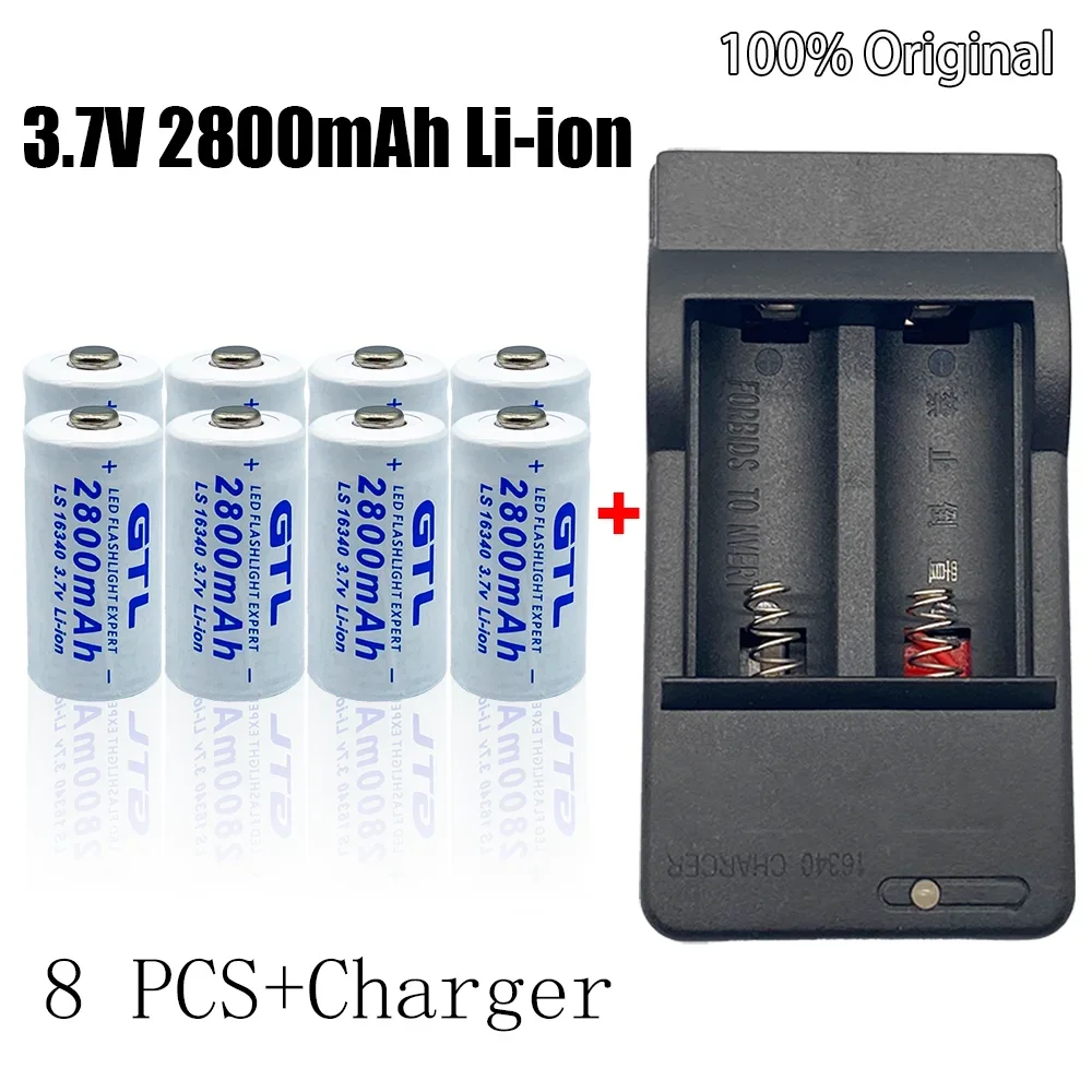 3.7V CR123 Li-ion Rechargeable Battery Charging Kit 2800mAh CR123A 16340 Battery For LED Flashlight Smoke alarm RC toy Batteries