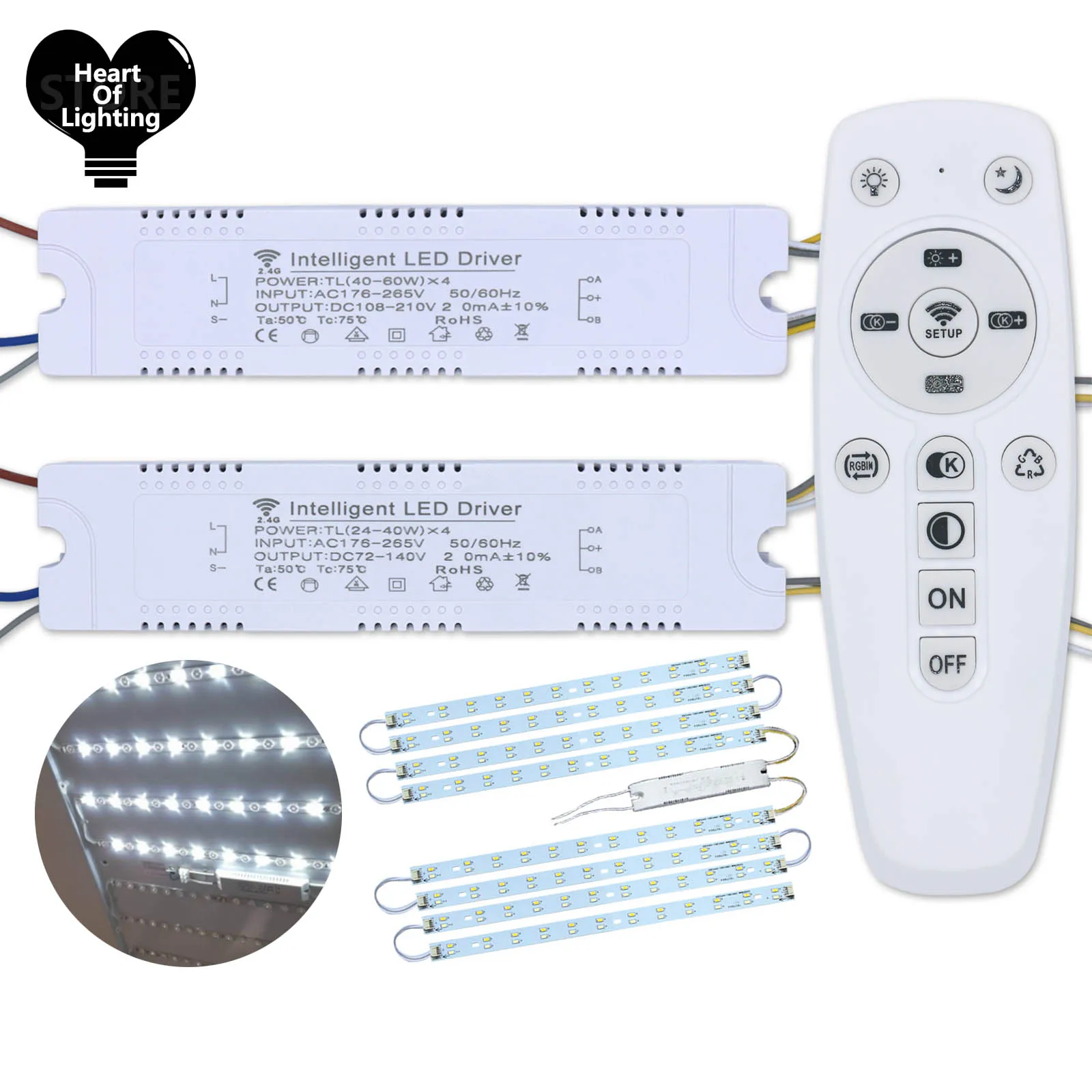 

AC176-265V RF 2.4G Remote Palette Drive LED Driver (20-40W)x4 (40-60W)x4 220mA 230mA Lighting Transformer For Dual Colors Lamps