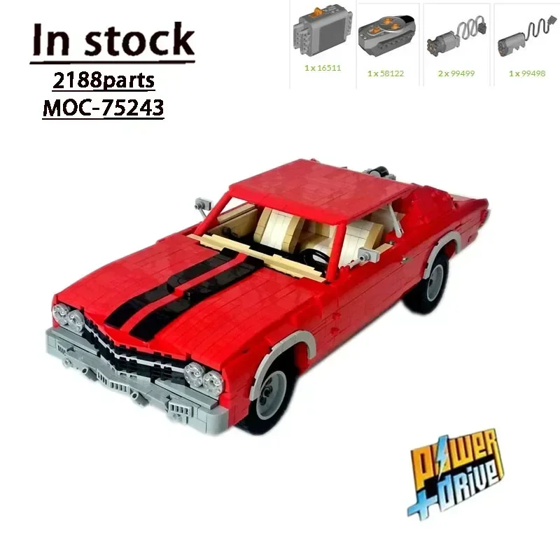 MOC-75243 RC Classic Sports Car Building Block Toy Model 2188 Building Block Parts Car MOC Creative Toys Kids Birthday Gift