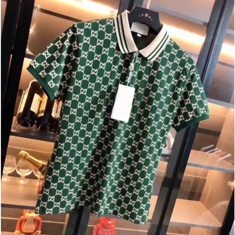 

Summer men's short-sleeved polo shirt seamless business casual versatile cool breathable lapel solid color T-shirt
