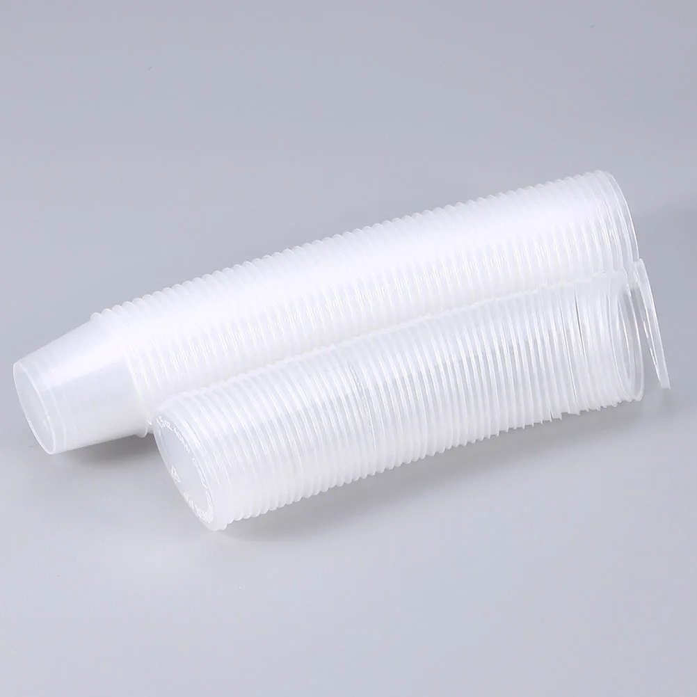 

100 PCS Seasoning Box Small Disposable Cups Leakproof White Plastic Clear with Lids