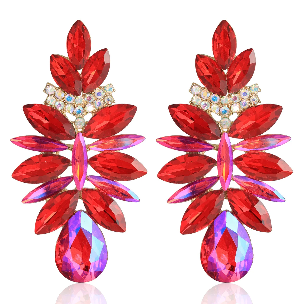 Niche new in high-end women\'s earrings super sparkling drop shaped earrings for women alloy rhinestone flower gorls jewellery