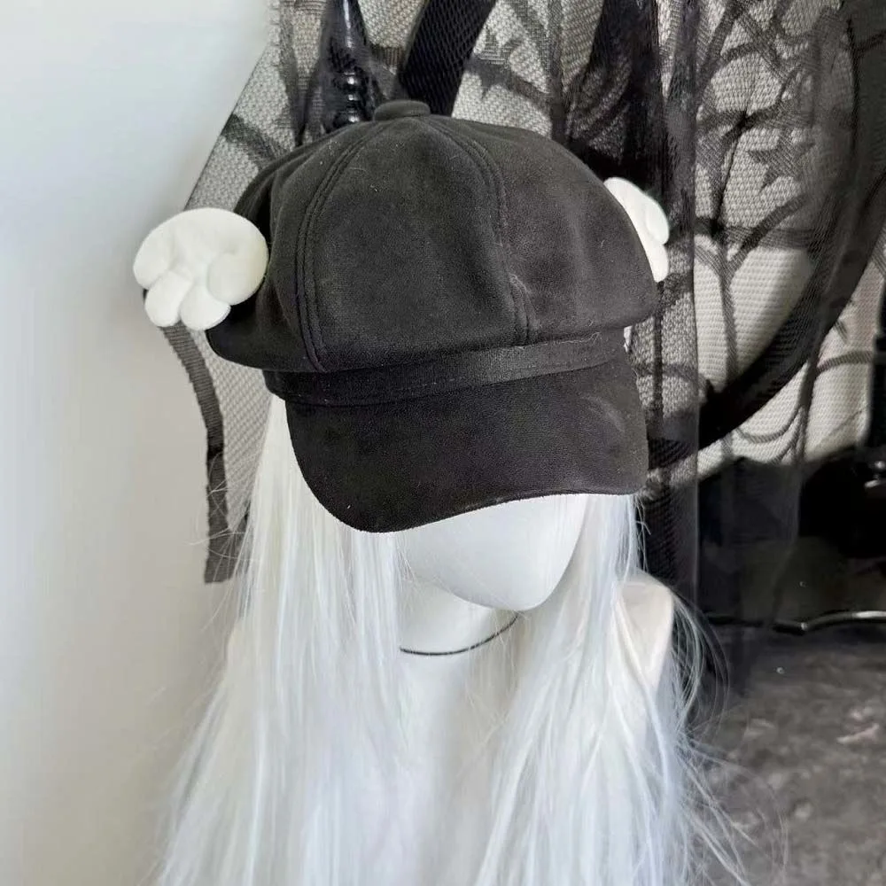 

Women Harajuku Gothic Lolita Beret Hat Cap Y2K Girl Angel Wing Gothic Octagonal Hat Subculture Handmake Sun Hats