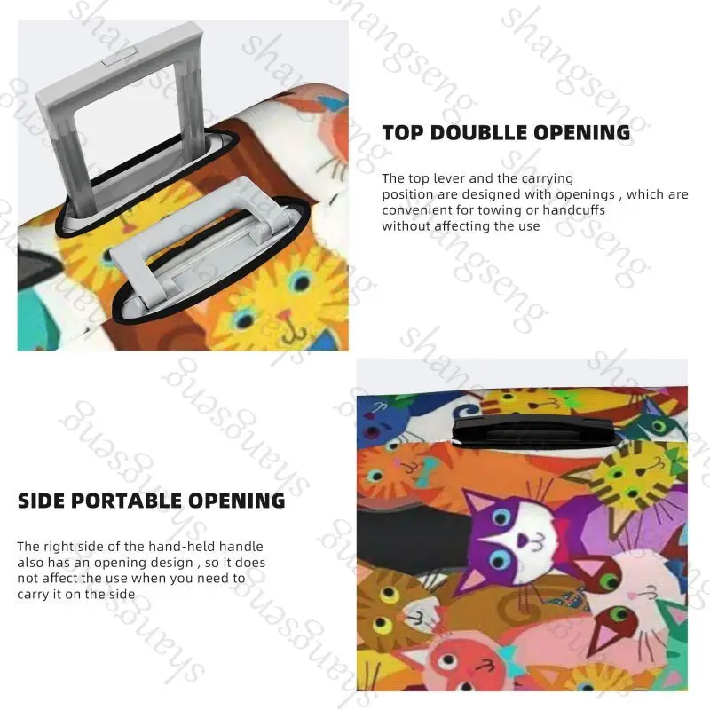 funny Cute Cat Pattern Travel suitcase protective case, suitcase cover, elastic protection, washable Luggage cover, 18-32 in