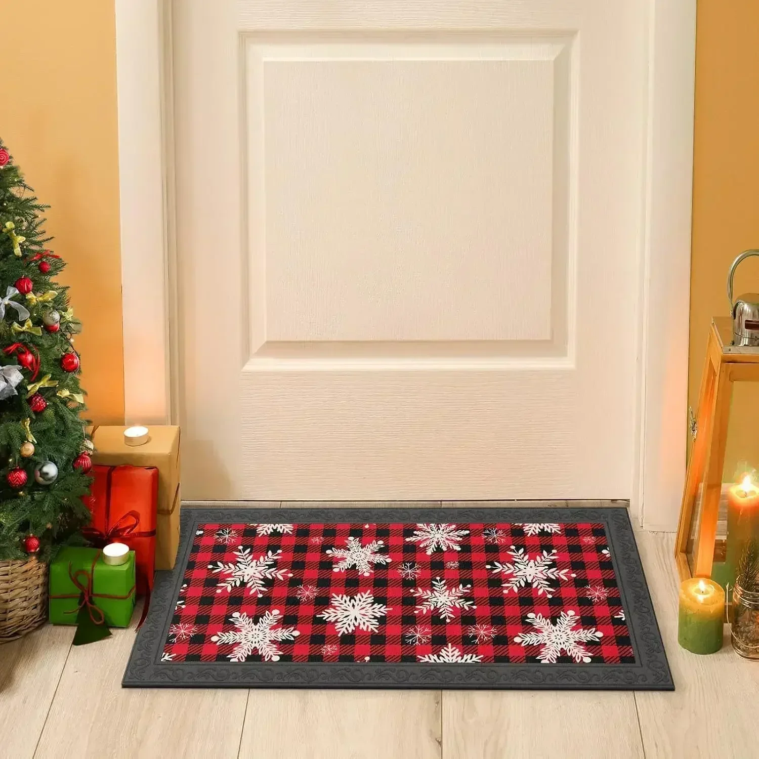 2024 Christmas Cashmere Decorative Floor Mat Entrance Door Mat Bedroom Bathroom Toilet Non-slip Carpet Holiday Home Decor Mats