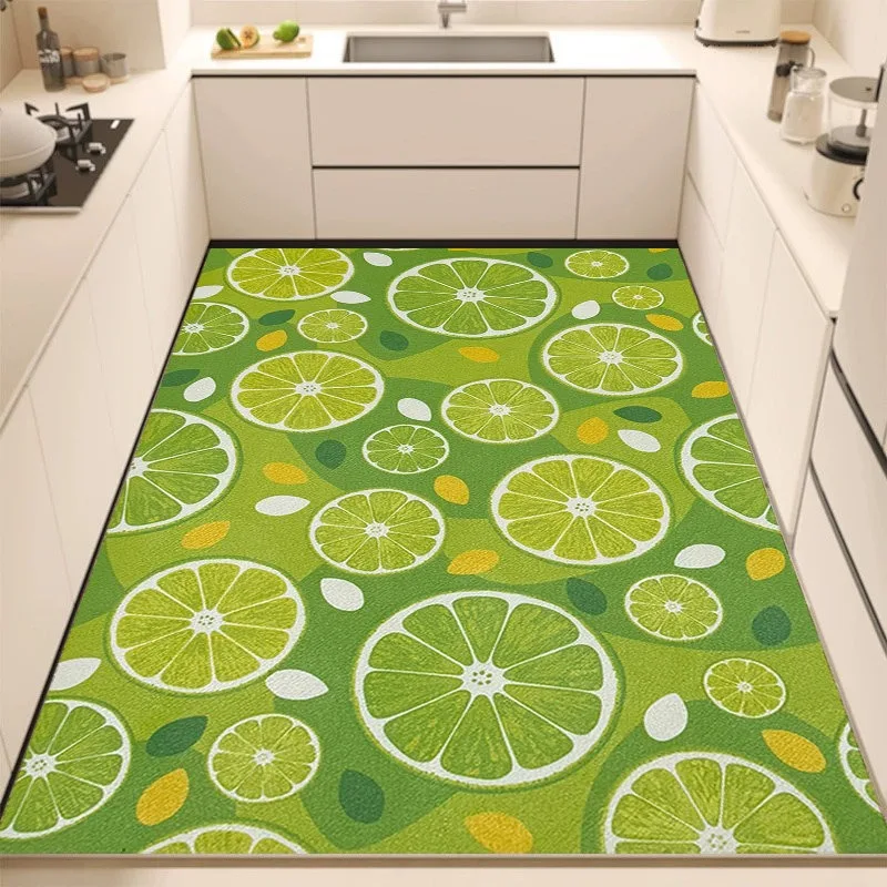 Sliced ​​lime Pattern Carpet PVC Leather Kitchen Foot Mats Anti-slip Durable Floor Mat Oil-resistant Washable Easy Clean Rug 러그