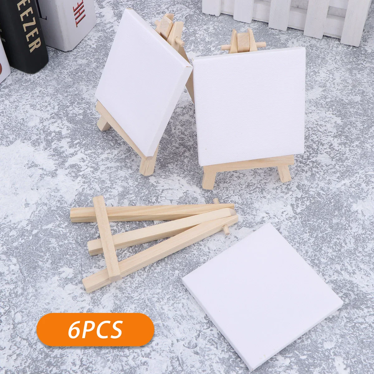 3pcs/6pcs Mini Canvas And Easel Set Mini Canvas Panels Mini Wood Easels,  For Kids Drawing, Oil Painting And DIY Graffiti