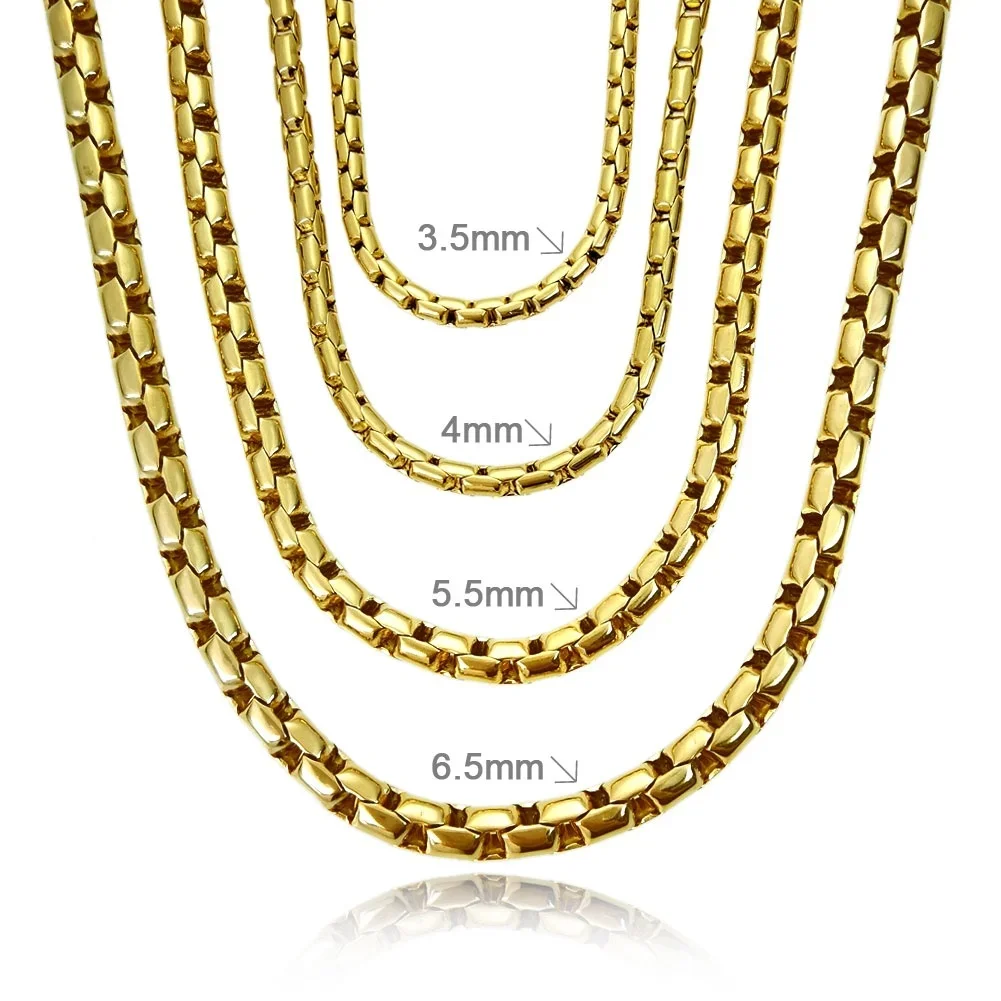 Gold Plated Mens 50cm 60cm 70cm Lenght 3.5mm 4mm 5.5mm 6.5mm Width Thick Chain Necklace N169