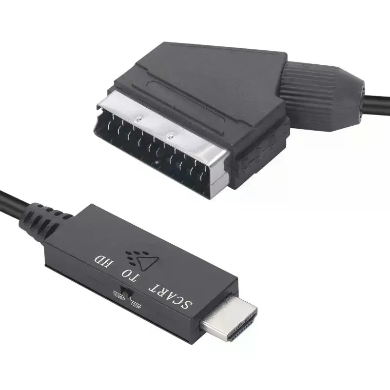 1 Juego de convertidores de audio y video compatibles con entrada a salida Scart, Plug and Play para VHS, VCR, DVD HD - Cable convertidor de audio y video compatible con Scart