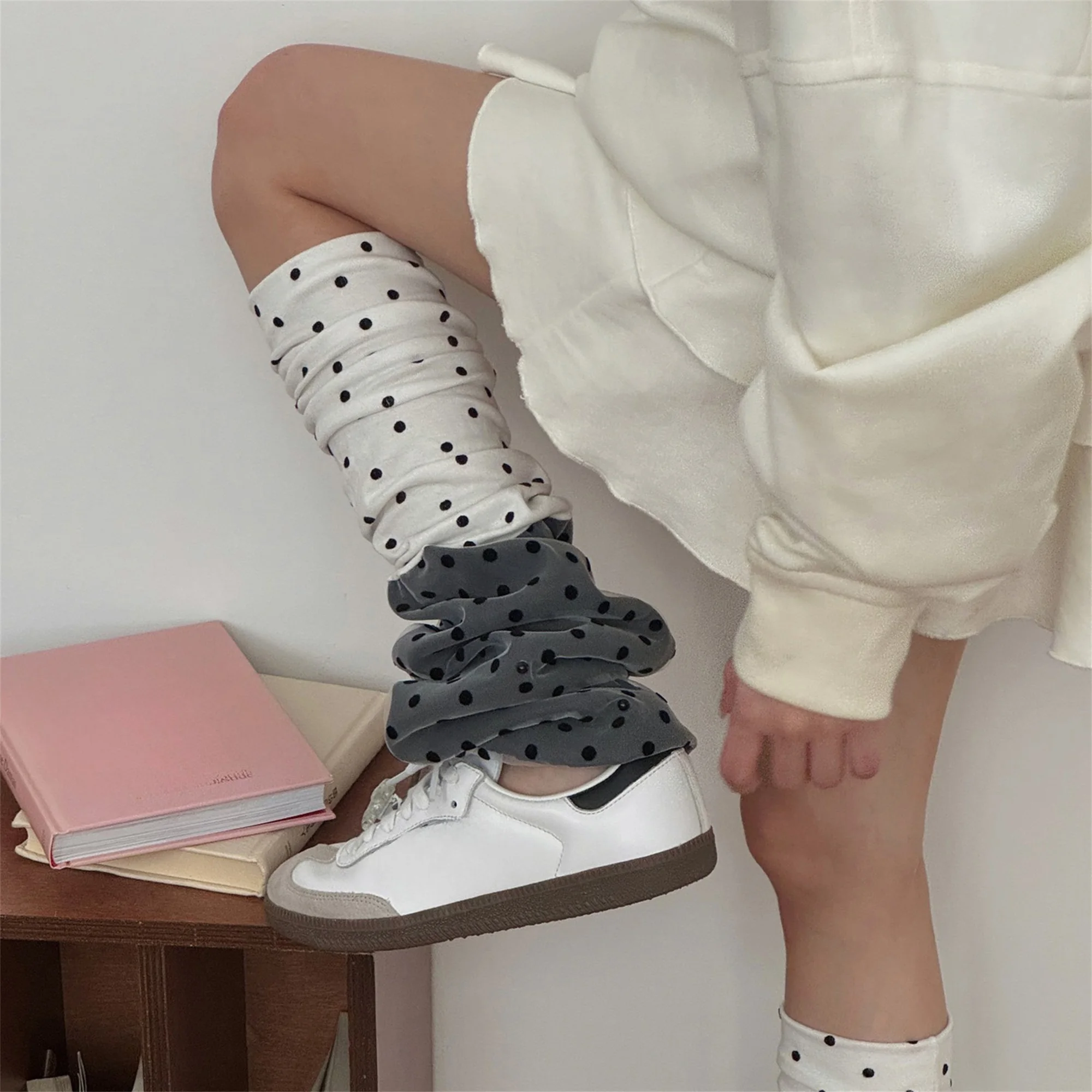 

Fashionable Women s Leg Warmers Stylish Polka Dot Design Calf Covers for Trendy Party and Streetwear