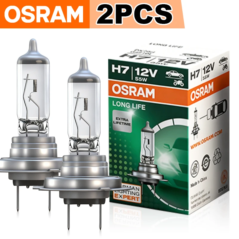 Lâmpada Automotiva OSRAM Original Longlife H7 64210 PX26d, Luz Halógena Branca 12V 55W 3200K, Lâmpada de Farol OEM