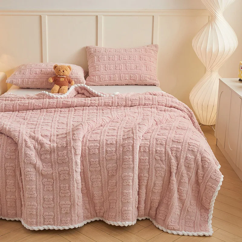 

Утолщенные коралловые флисовые одеяла для зимы, теплые мягкие жаккардовые одеяла из искусственной овечьей шерсти для спальни, сна, дивана, пледы