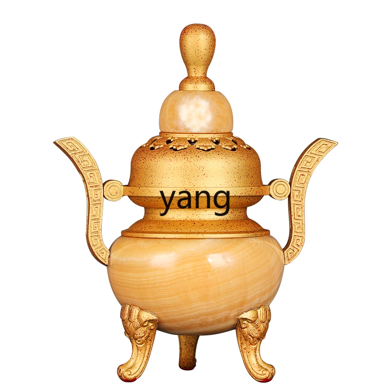 

TGF jade Buddha first five ornaments pure copper incense burner candle holder Han Tantra monastery Buddhist hall supplies
