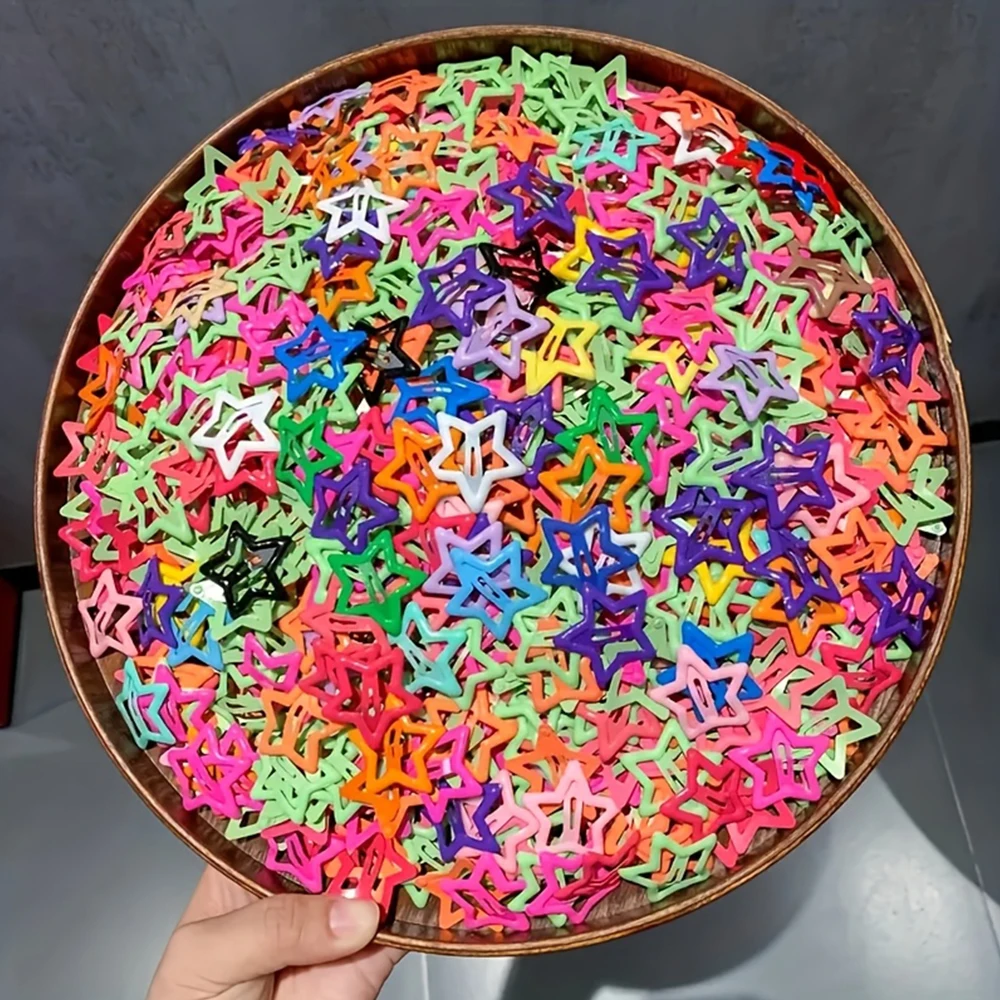 60 Stück zufällig ausgewählte Macaron-Farbene Hohle Pentagramm-Haarspangen, Süße Niedliche Mädchen-Seitenklammern für abstehendes Haar, Vielseitige Haaraccessoires für Kinder – Detail 2