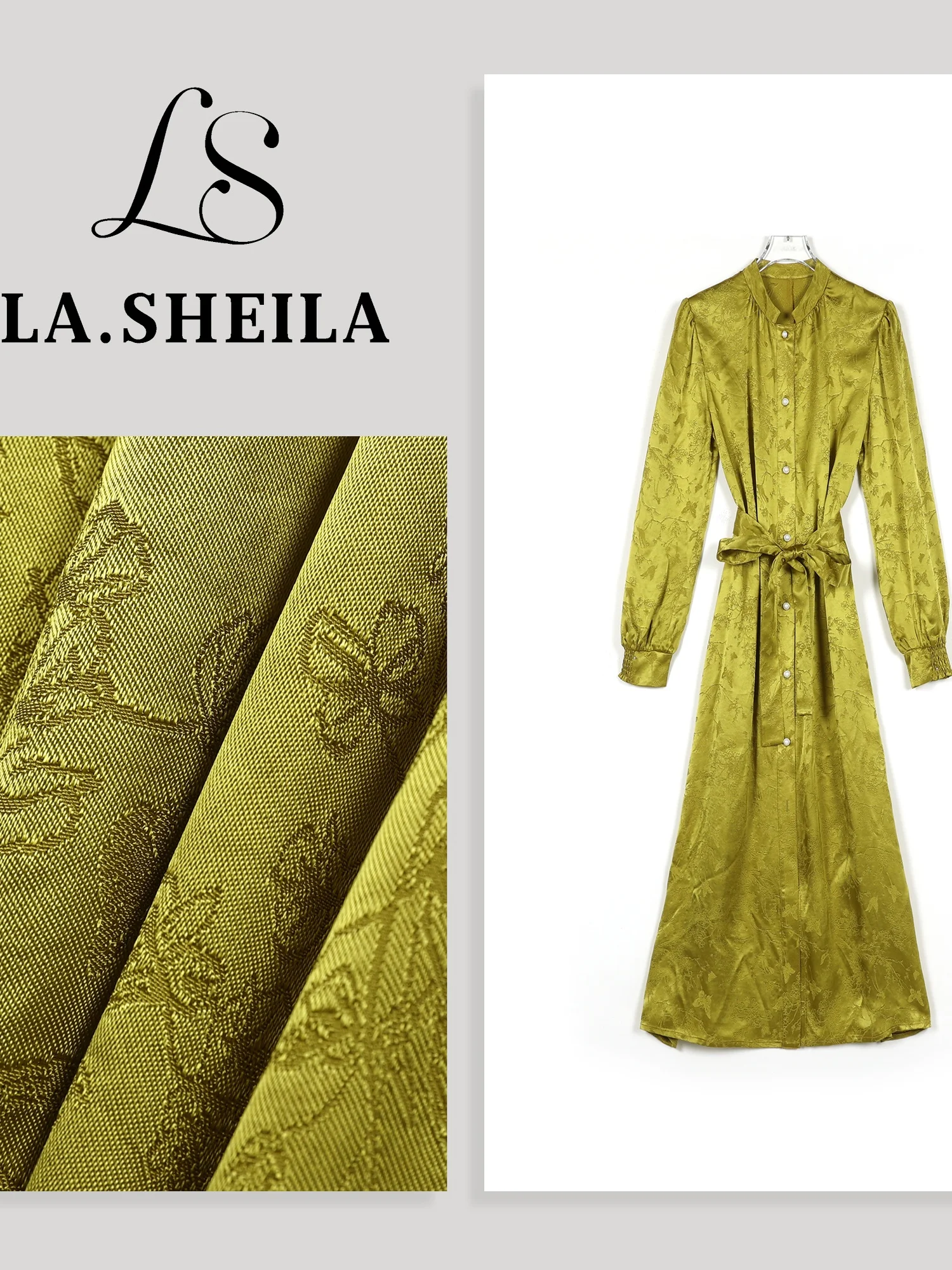 

eila Amber Glimmer 2025 New "Golden Silk Jade Le" Dr Heavy Work Faion Long Dr Chinese Sle Long Sve Slim Fit