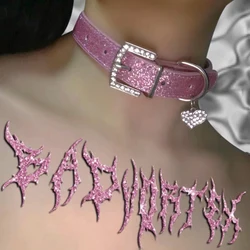 Eirl Sexy Glitter rosa cuore collana regolabile Punk estetico collana fai da te per le donne Y2K gioielli Harajuku accessori Goth