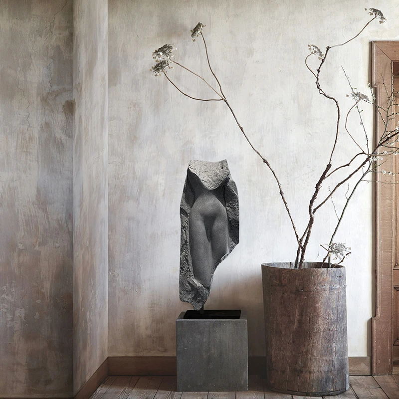 

Wabi Sansi Wind Imitation Marble Statue Retro Ornament Model House Sales Office Portrait Sculpture Floor-to-Floor Zen Soft