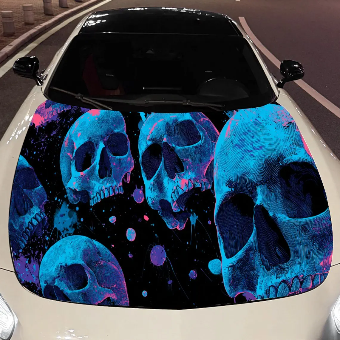 

Psychedelic skull print,car hood stickers,PVC waterproof Self adhesive car hood sticker,car hood decoration protection stickers,
