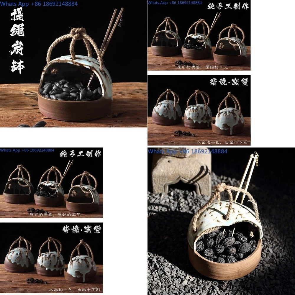 

Handmade Unearthed Clay Charcoal Pot for Portable Use with Natural Wood Firing Finish
