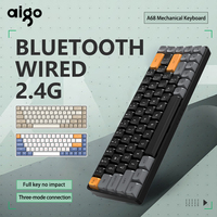 AIGO A68 Wireless Mechanical Keyboard Gaming Bluetooth Wired Hot Swap Yellow Switch Pc Gamer Keyboard For iPhone Xiaomi Phone