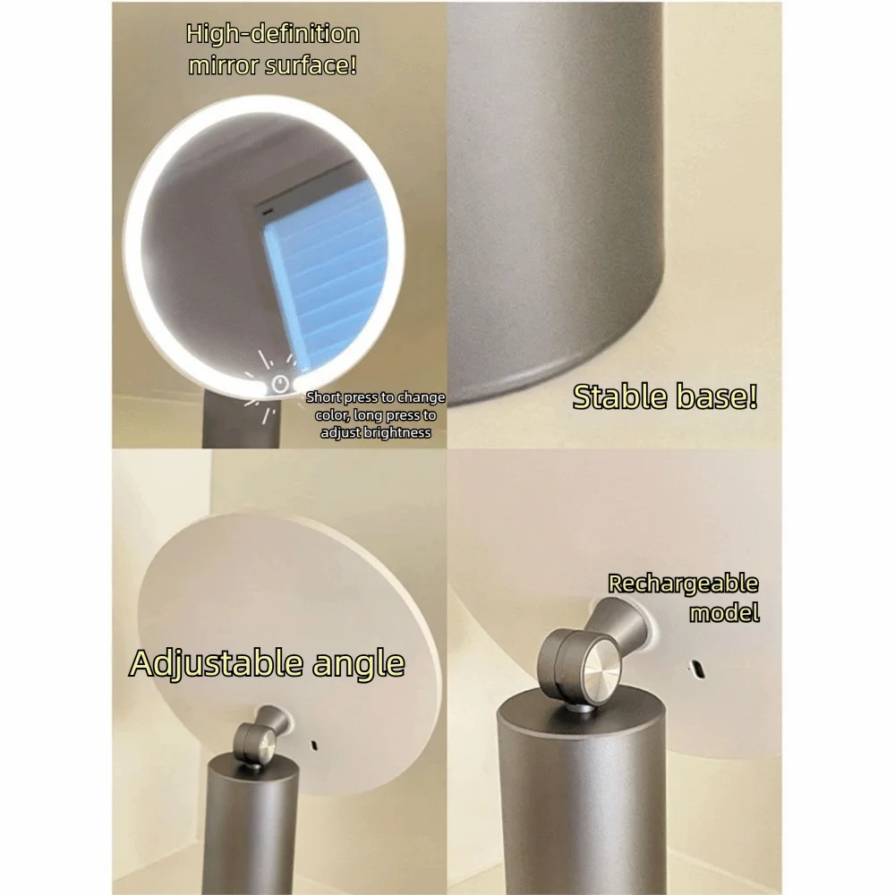 Miroir de maquillage LED à commande tactile, chargement USB, 3 lumières de couleur, miroir de vanité avec lumière haute définition variable