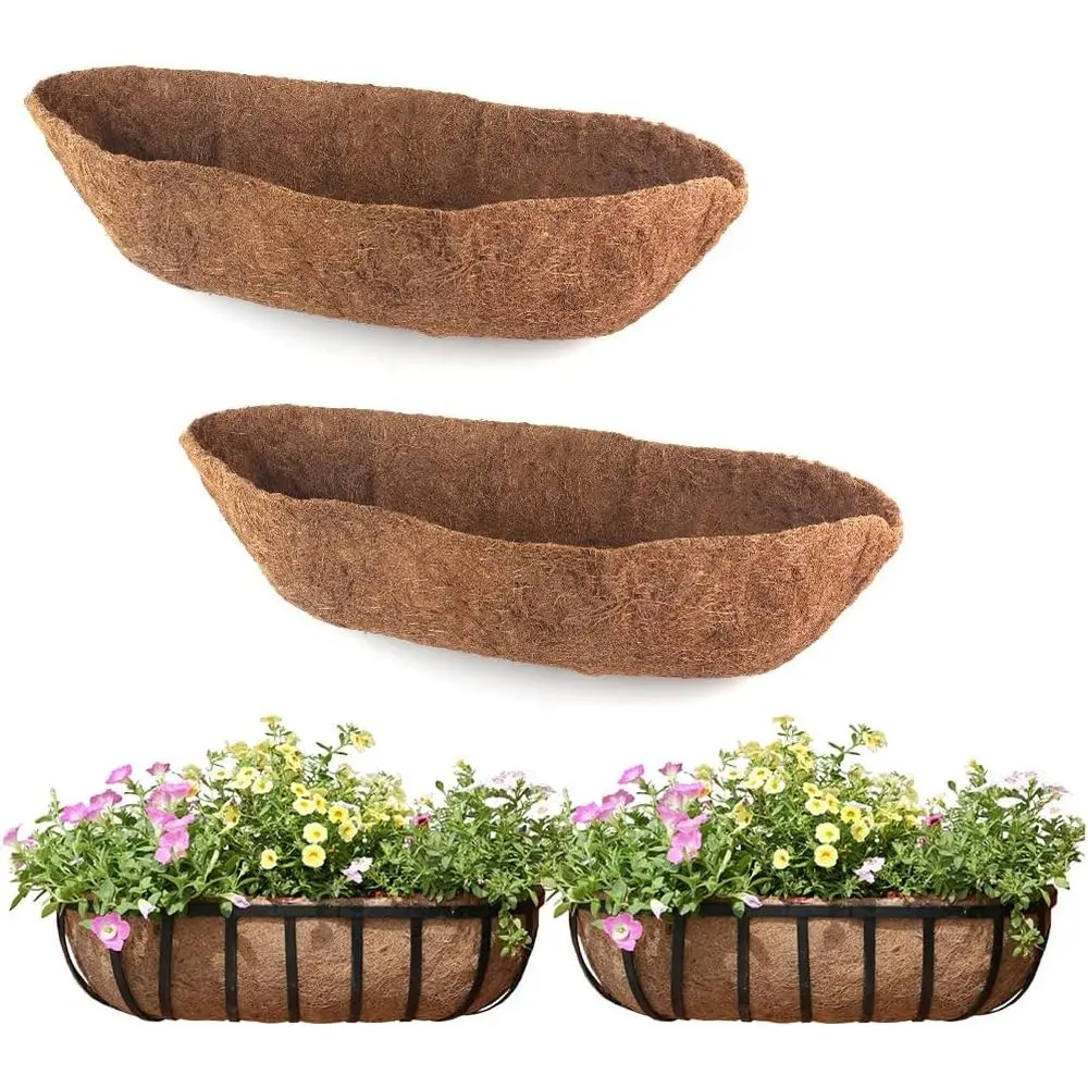 

Набор из 2-х сменных вкладышей для кашпо/ящиков для растений, 24/30/36/48 дюймов, в форме полумесяца, из кокосового волокна, для оконных ящиков/подвесных кашпо