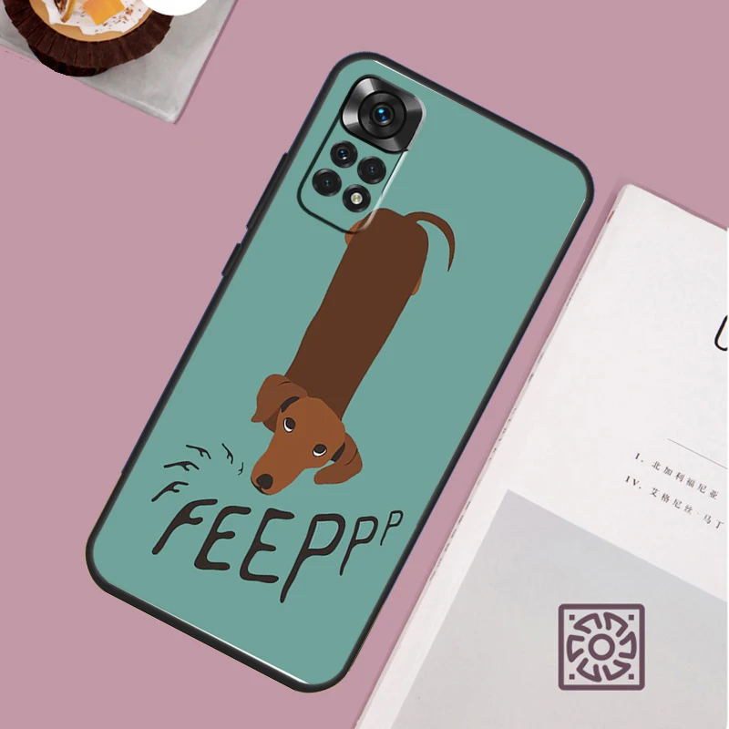 Cartoon Dachshund Sausage Dog Case For Xiaomi Redmi Note 12 11 8 9 10 13 Pro 12S 11S 10S 9S Redmi 13C 9C 10C 12C Cover