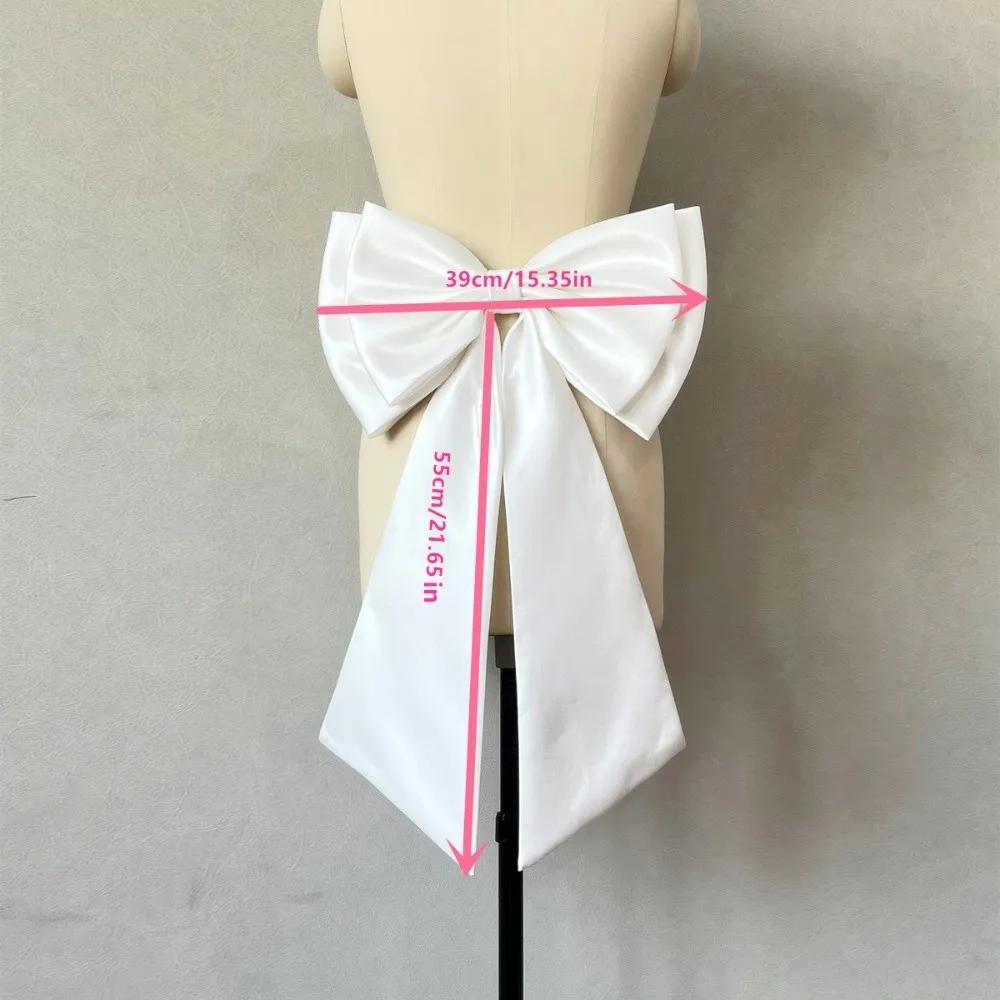 Removable Bowknot Waist Ornament Large Satin Tulle Bow Bow Bridal Belt Wedding Dress Decorations Sophisticated Gown image 6