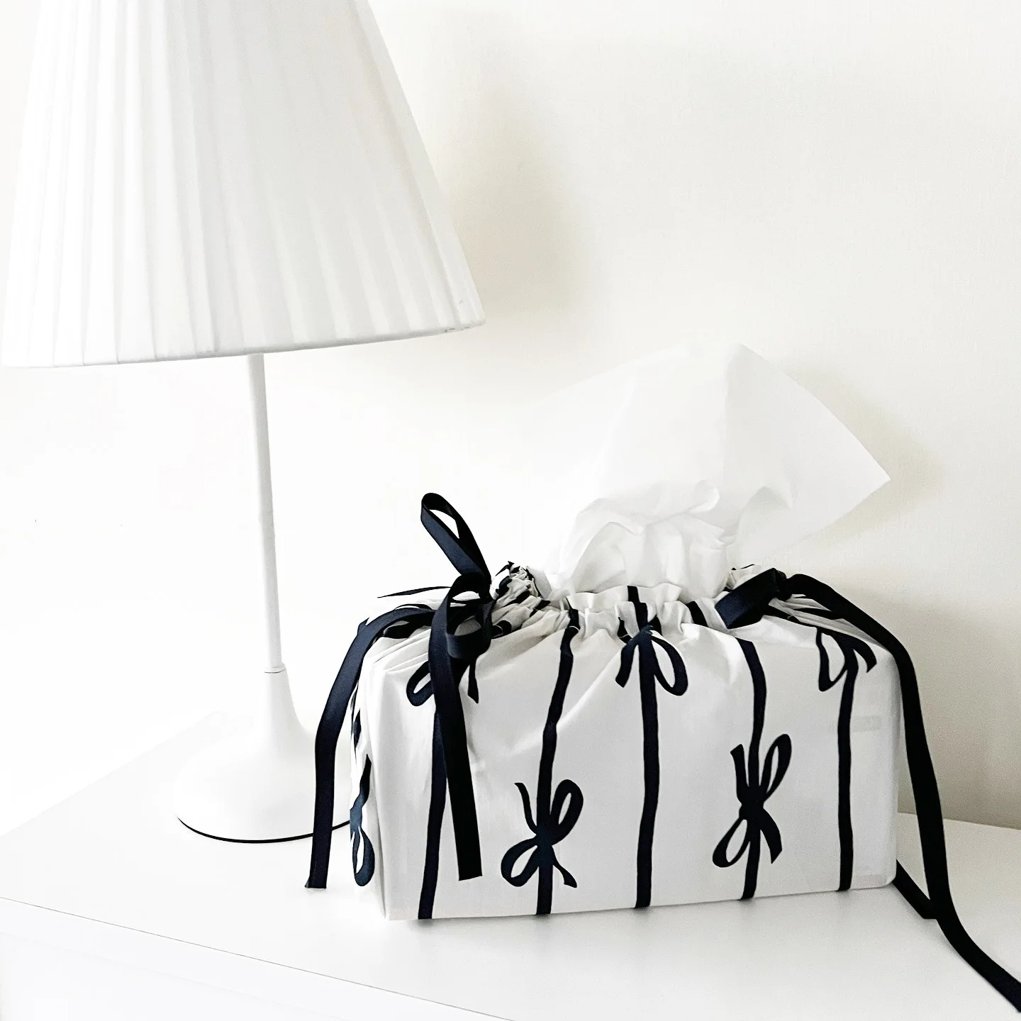 Ins Bow Tissue Bag Storage Bag Nordic Decoration Accessories For Livingroom Car Napkin Paper Case Home Organizer