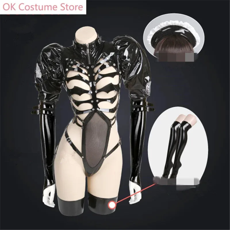 CyDark Dynasty Skeletal Maid Cosplay Woman Sexy Jumpsuits Leather Suit Halloween Sexy Cosplay Costume