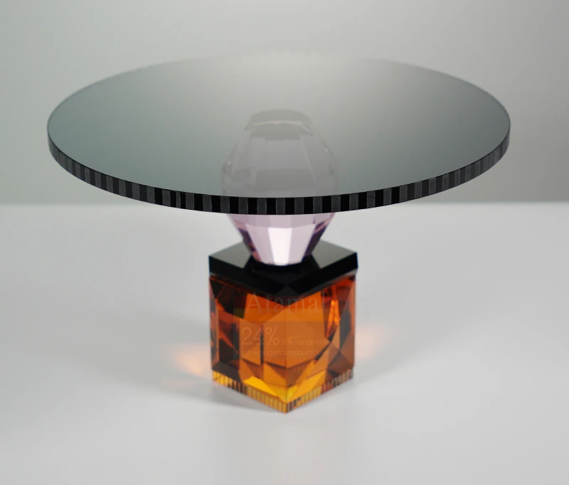 high-end hand cut crystal amber fruit plate luxury villa home hotel restaurant Dim sum plate cake tray